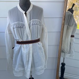 Roberto Cavalli Stunning Silk & Cotton Lace Blouse 1883 style Blouse orCover Up